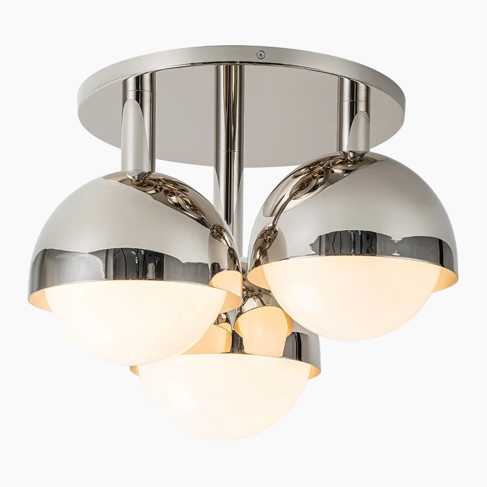 3-Light Modern Mid-Century Opal Glass Semi Flush Mount