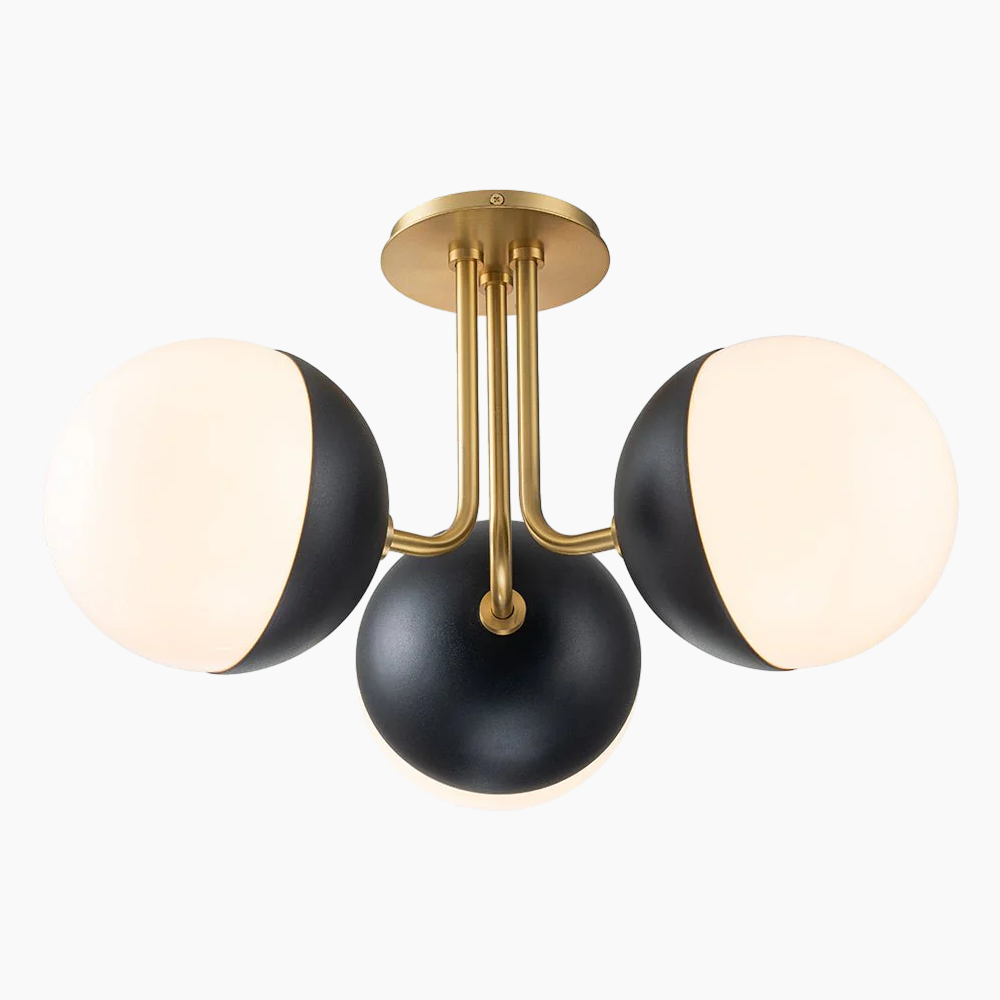 Mid-Century Sputnik Semi Flush Mount with Opal Glass Globes