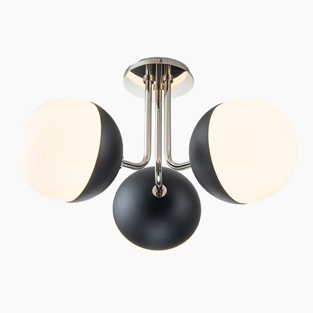 Mid-Century Sputnik Semi Flush Mount with Opal Glass Globes