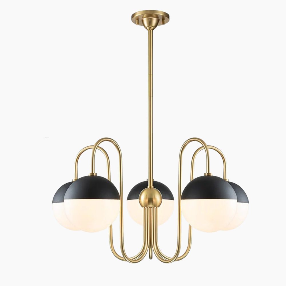 5-Light Mid-Century Modern Spherical Glass Globes Chandelier