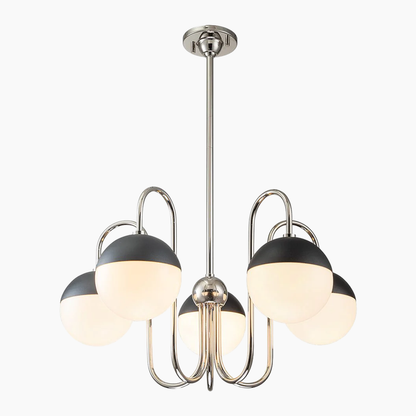 5-Light Mid-Century Modern Spherical Glass Globes Chandelier