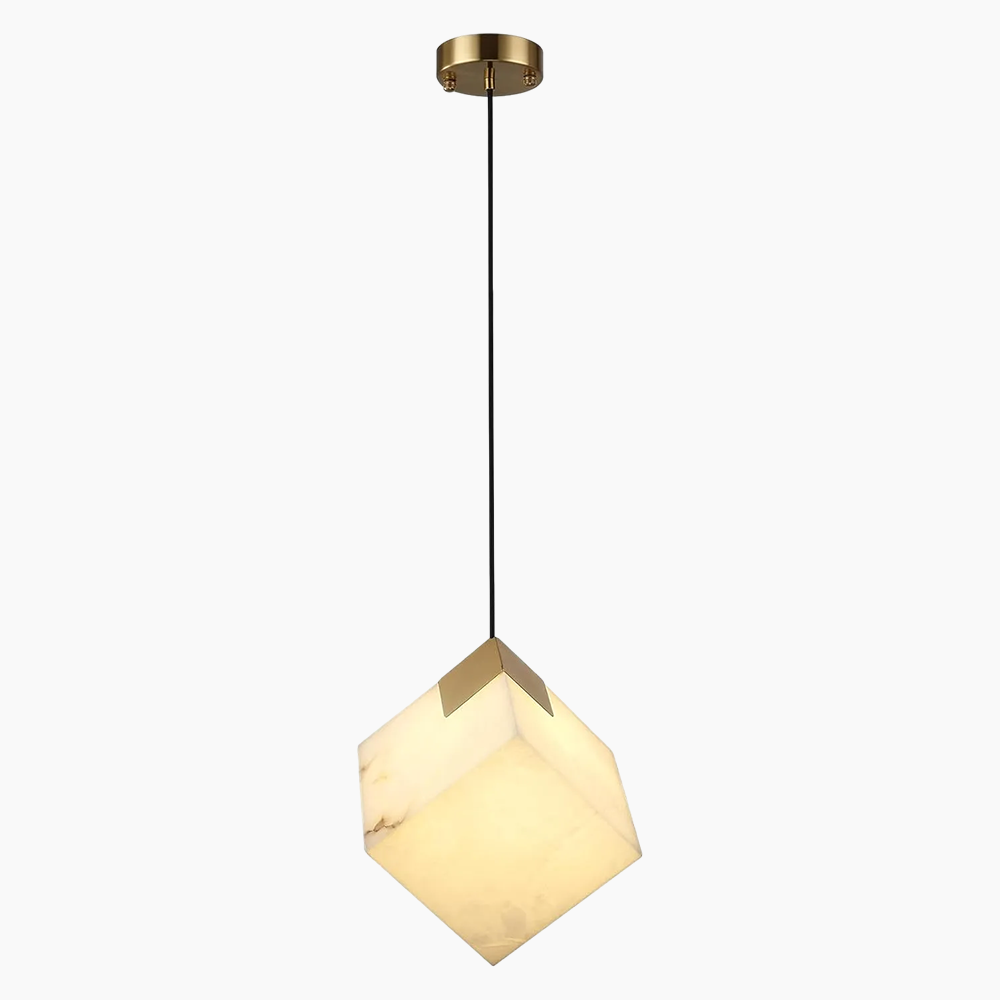 Square Cube Alabaster Pendant Lights