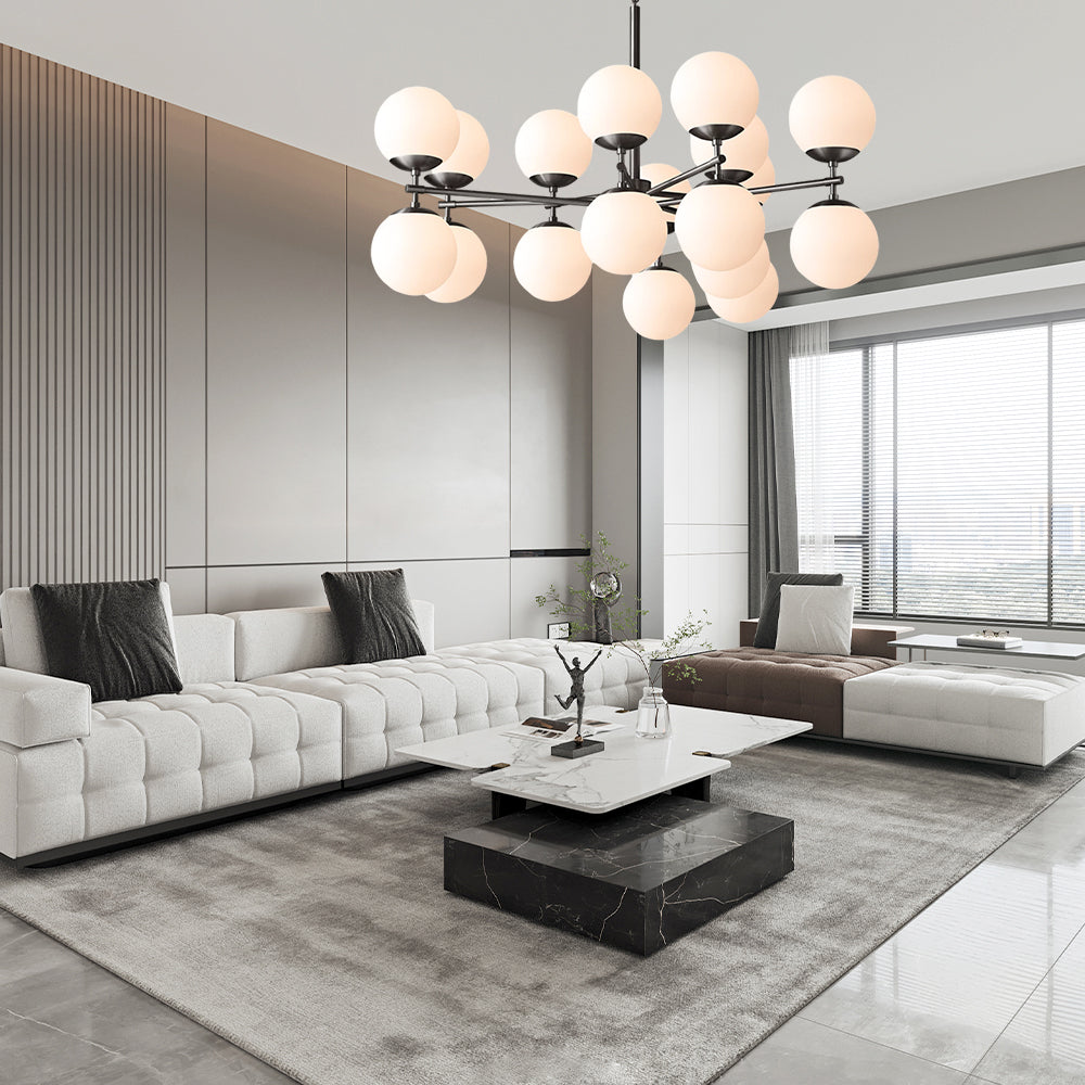 Opal Glass Globes Linear Chandelier