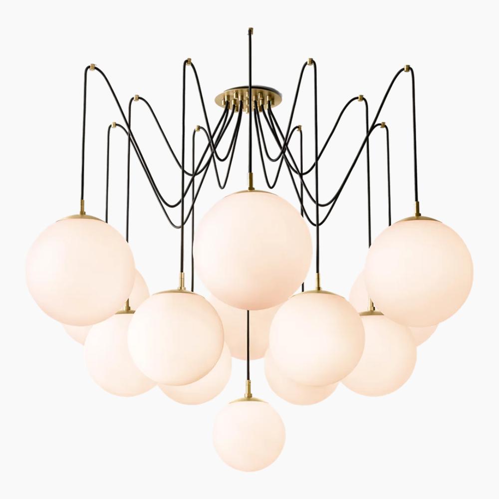 Opal Glass Globes Suspended Chandelier