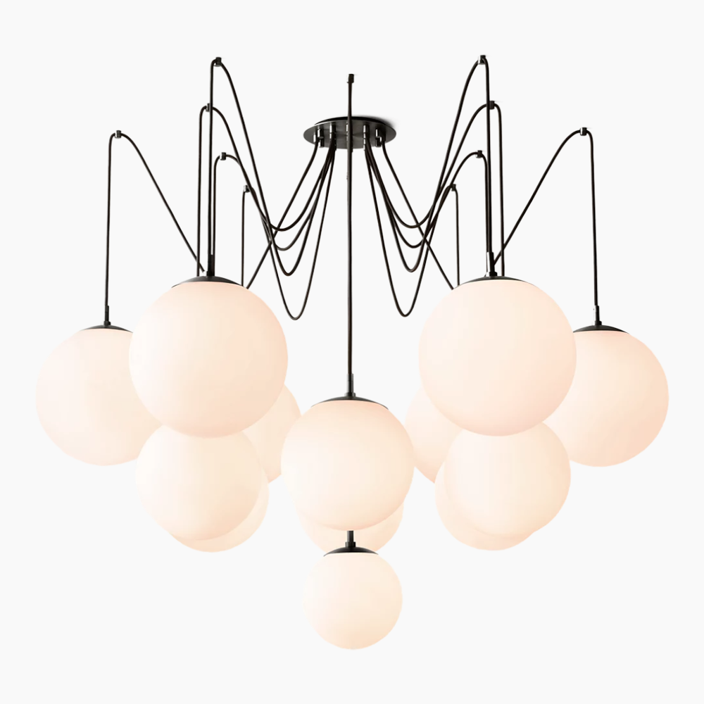 Opal Glass Globes Suspended Chandelier