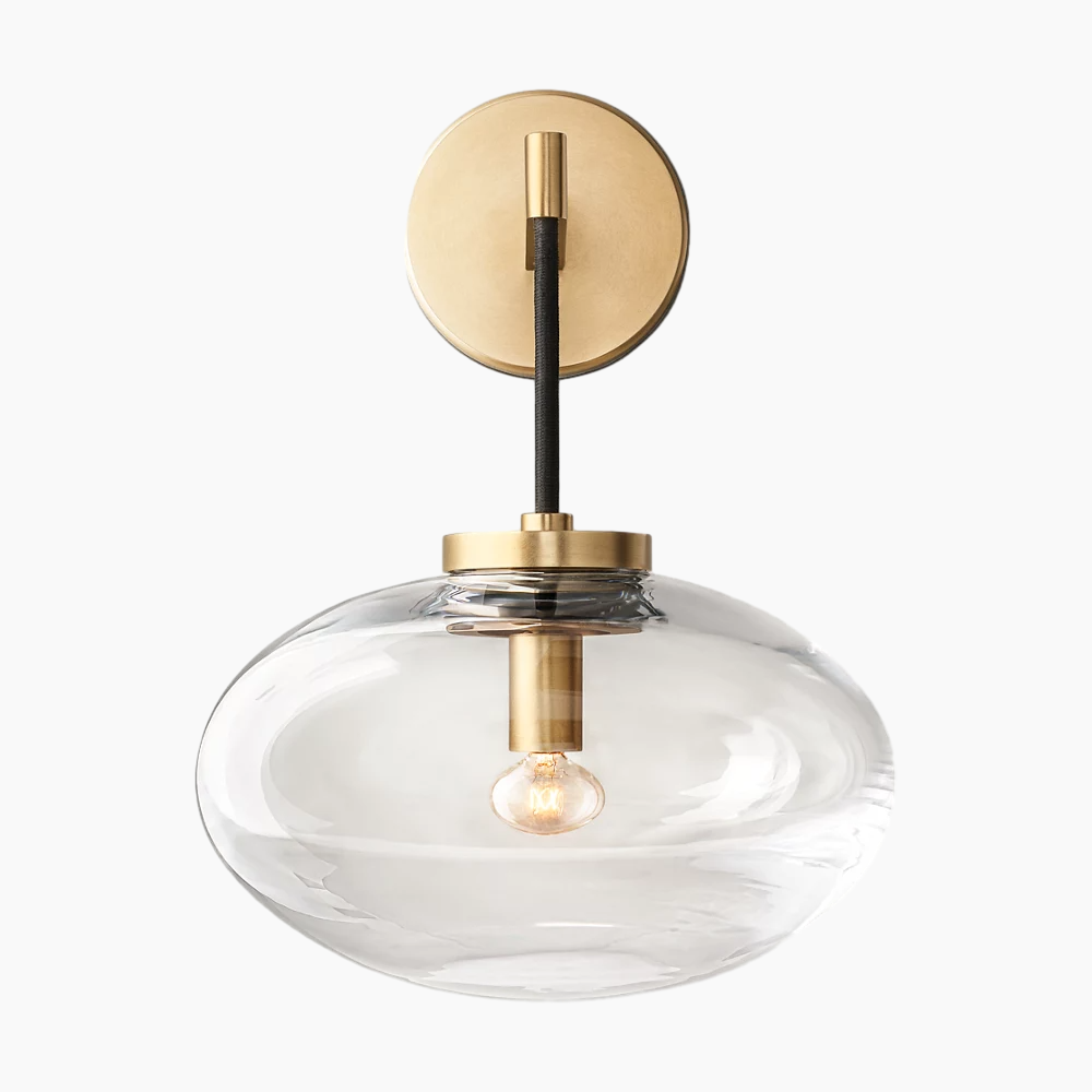 Oval Clear/Smoke Glass Wall Sconce