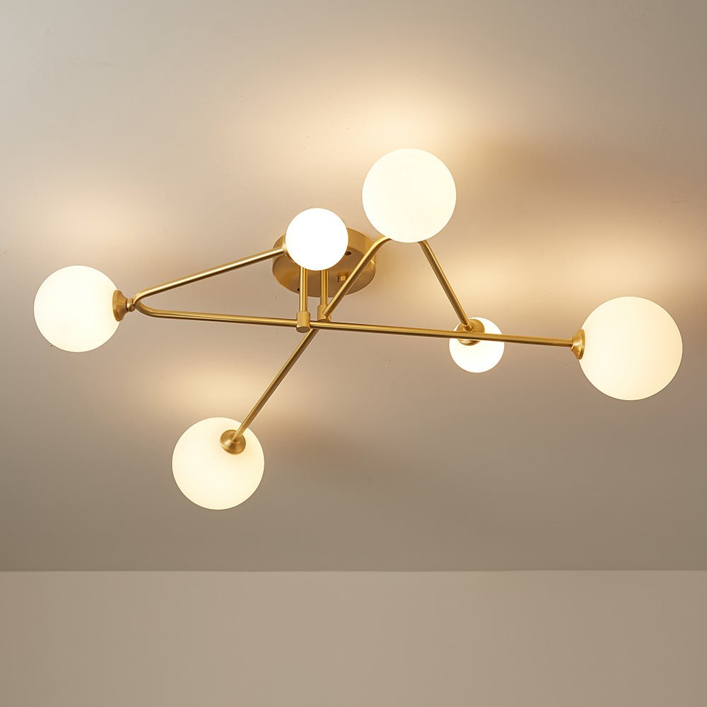 6-Light Sputnik Cross Arm Semi Flush Mount Ceiling Light