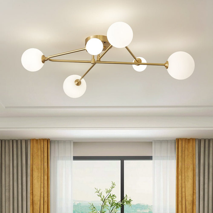 6-Light Sputnik Cross Arm Semi Flush Mount Ceiling Light