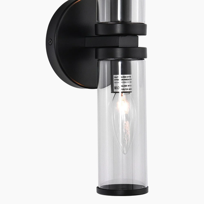 2-Light Modern Cylinder Clear Glass Wall Sconces