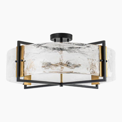 Modern 6-Light Drum Glass Semi-Flush Mount Ceiling Light