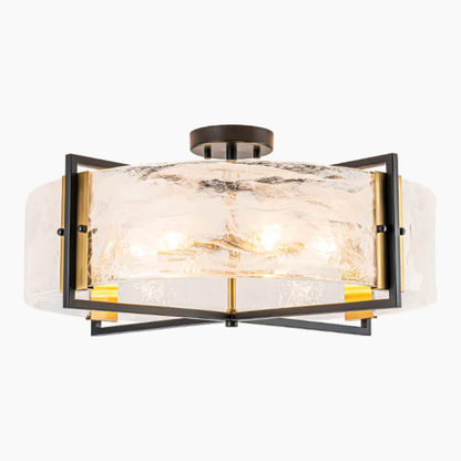 Modern 6-Light Drum Glass Semi-Flush Mount Ceiling Light