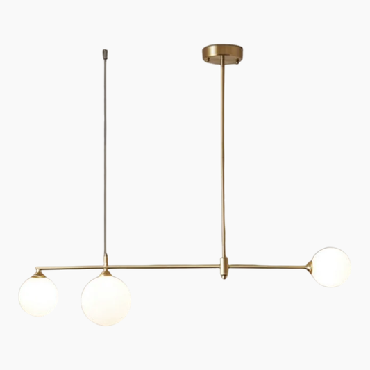 Mid-Century Modern 3 Light Linear Brass Ceiling Light