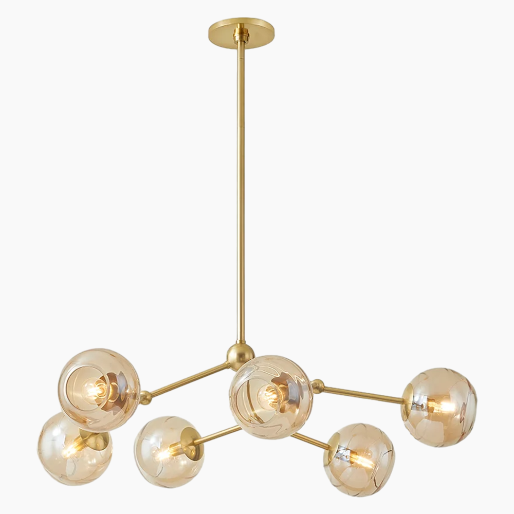 6-Light Orbs Glass Chandelier