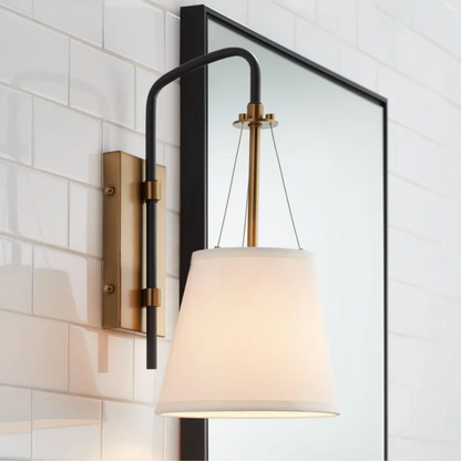 Warm Brass and Black Wall Sconce