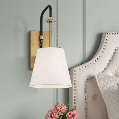 Warm Brass and Black Wall Sconce