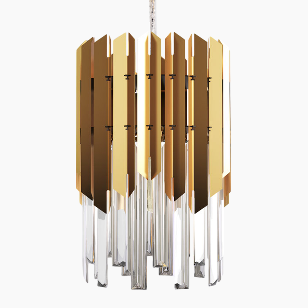 Gold Unique Crystal Pendant Light