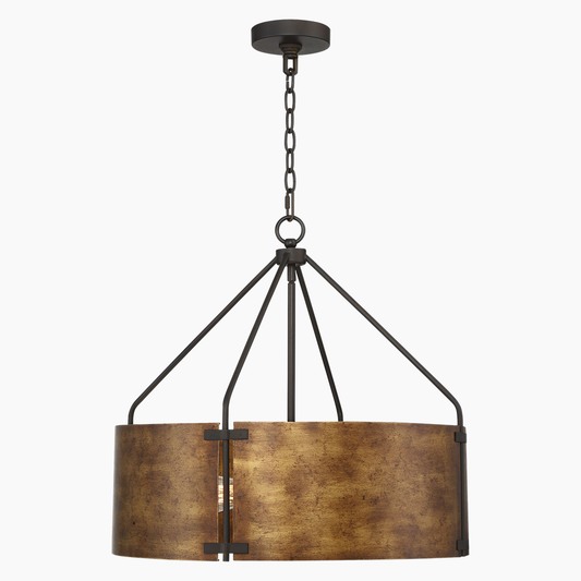 Rustic Bronze Metal Drum Pendant Light