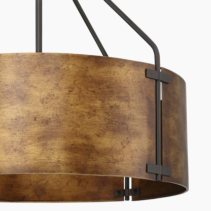 Rustic Bronze Metal Drum Pendant Light