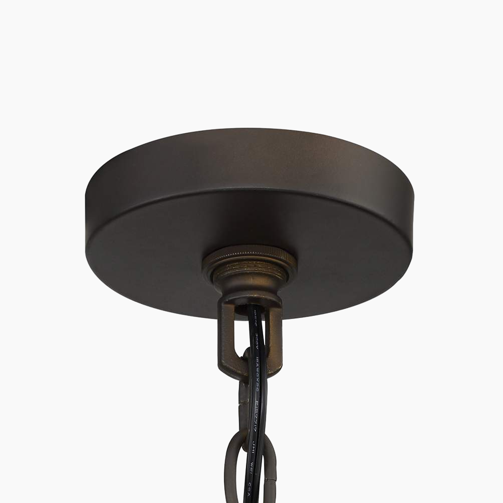 Rustic Bronze Metal Drum Pendant Light