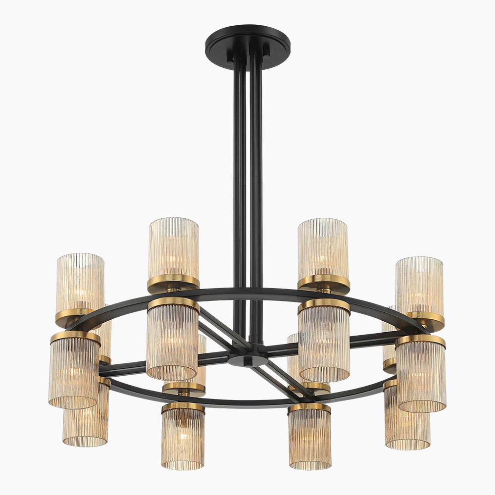 Modern Matte Black Brass Chandelier 35.5"/48"