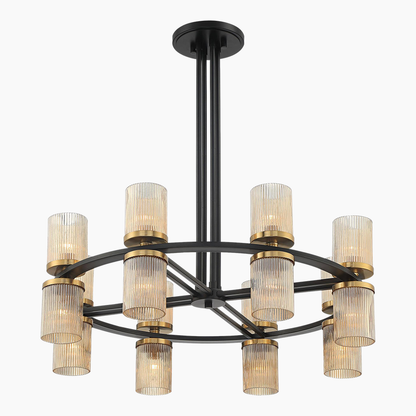 Modern Matte Black Brass Chandelier 35.5"/48"