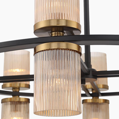 Modern Matte Black Brass Chandelier 35.5"/48"