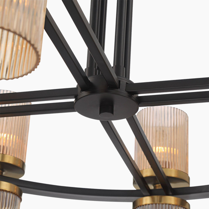 Modern Matte Black Brass Chandelier 35.5"/48"