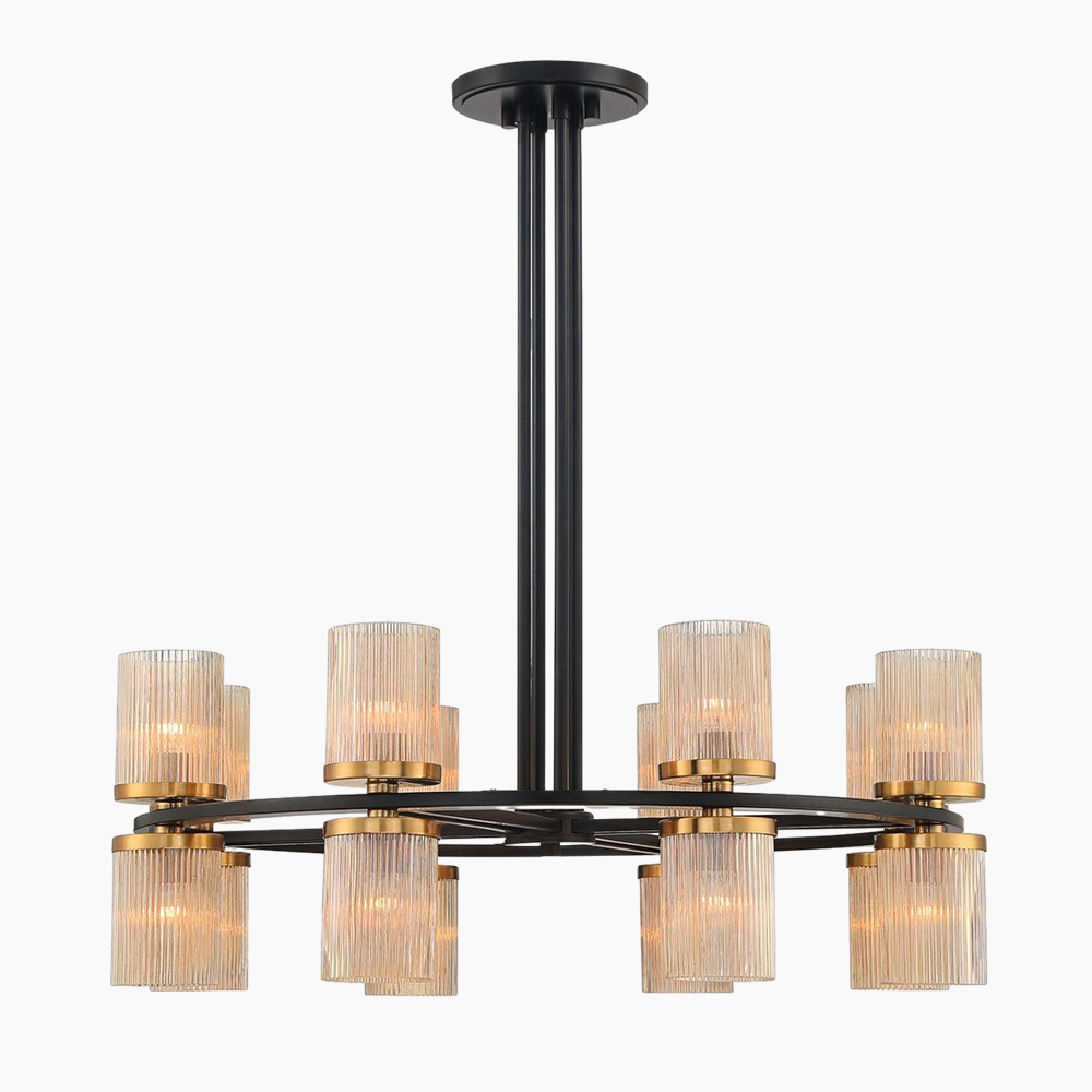 Modern Matte Black Brass Chandelier 35.5"/48"