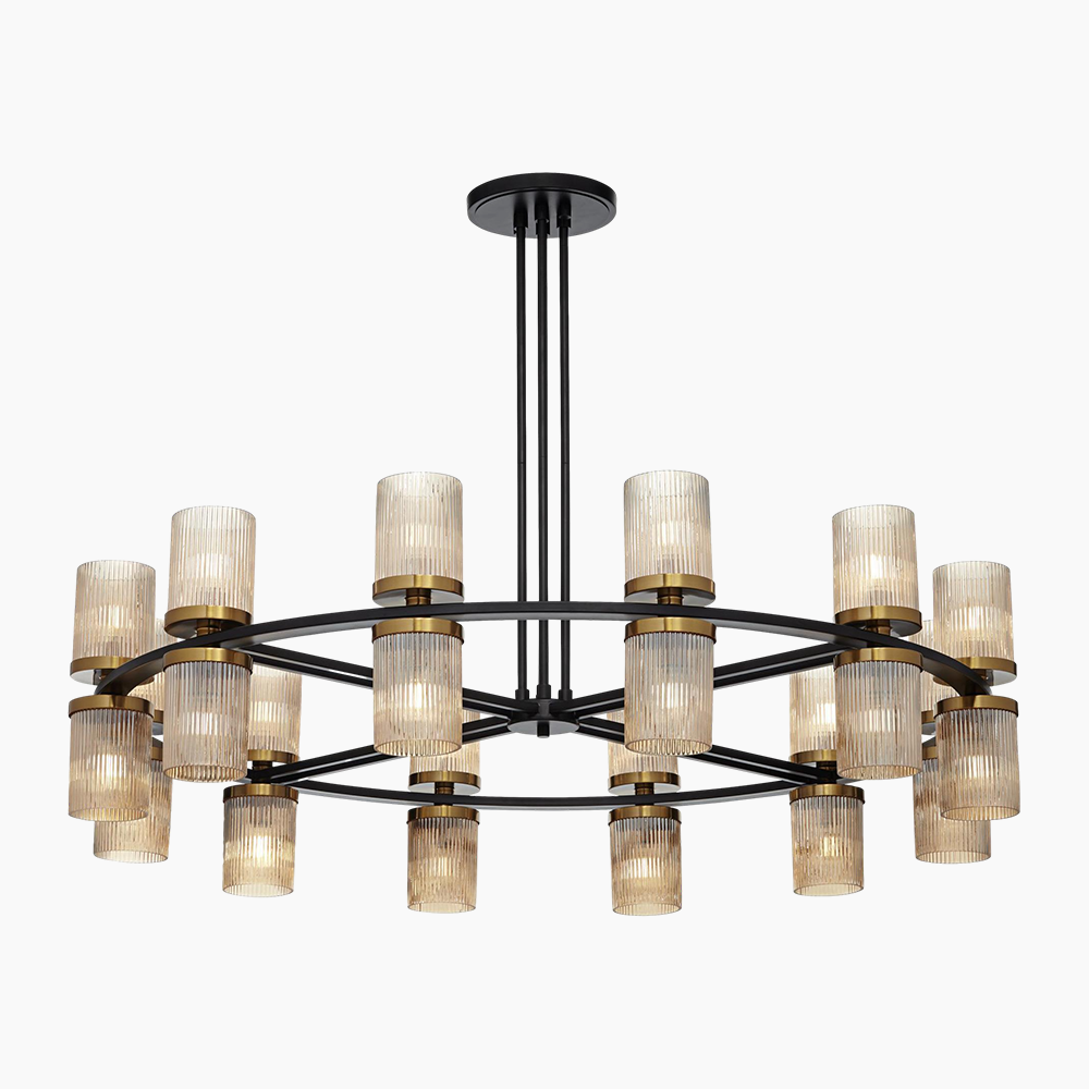 Modern Matte Black Brass Chandelier 35.5"/48"