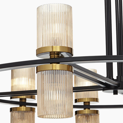 Modern Matte Black Brass Chandelier 35.5"/48"