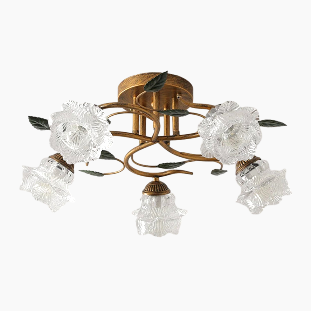 Create an intimate ambiance with the Zeamas 5-Bulb Ceiling Light, its elegant design and green botanical accents perfect for enhancing bedrooms and corridors.