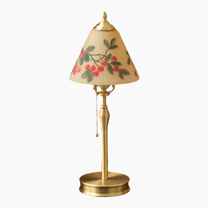 Hand-painted Brass Glass Table Lamp