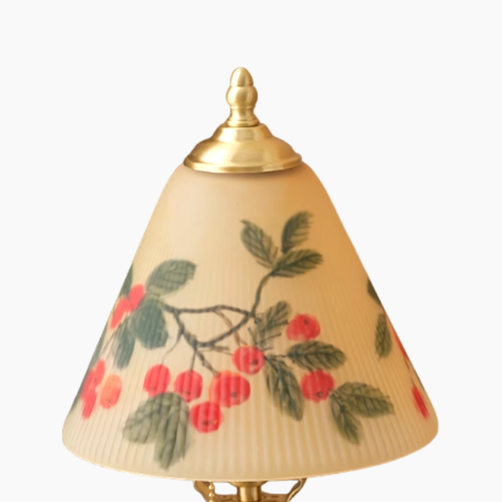 Hand-painted Brass Glass Table Lamp