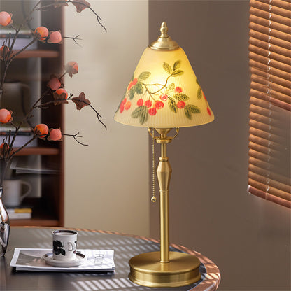 Hand-painted Brass Glass Table Lamp