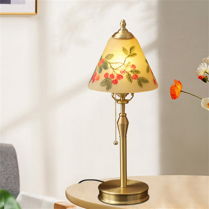 Hand-painted Brass Glass Table Lamp