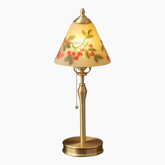 Hand-painted Brass Glass Table Lamp