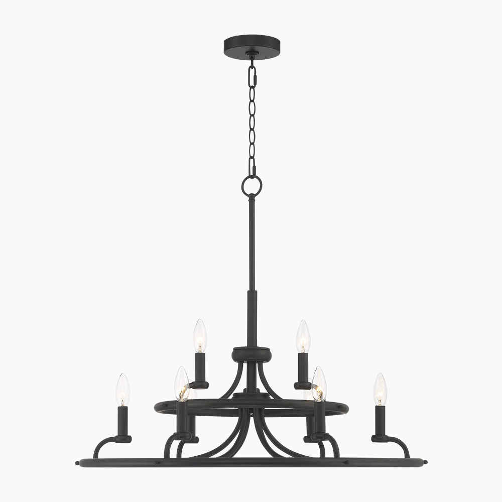 Black Two-Tier Ring Chandelier