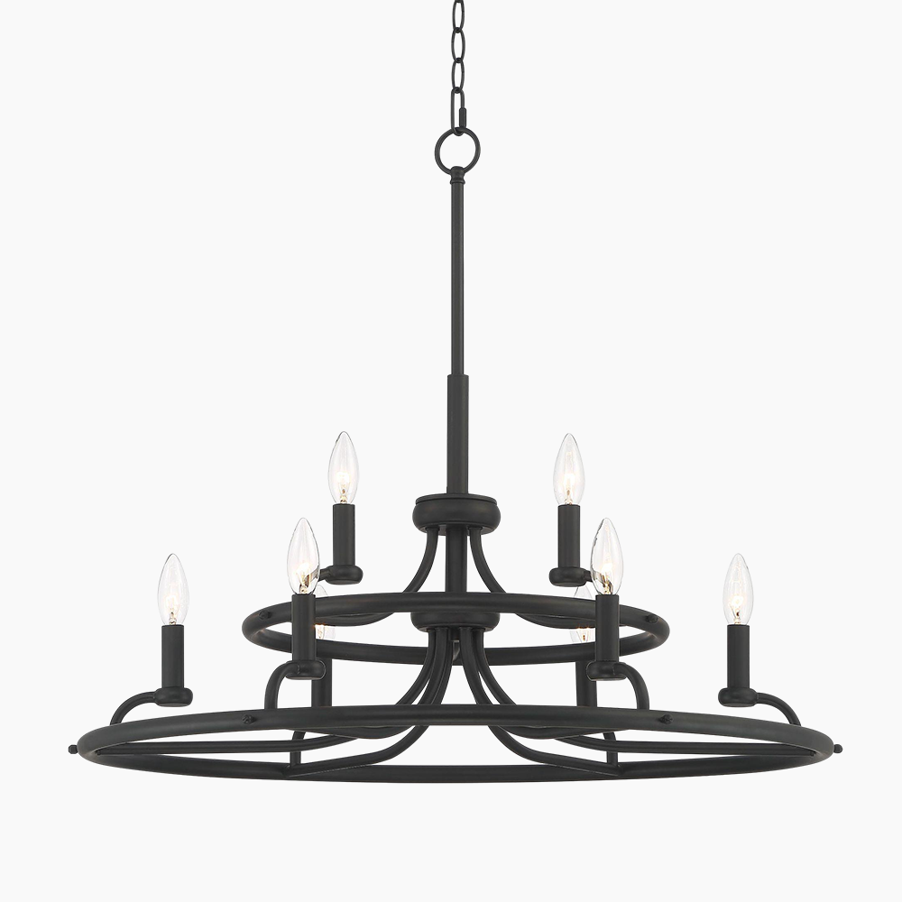 Black Two-Tier Ring Chandelier