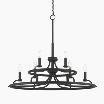 Black Two-Tier Ring Chandelier