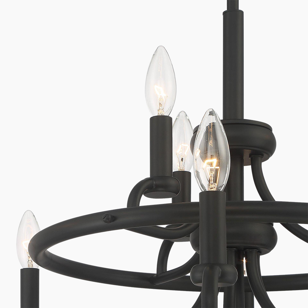 Black Two-Tier Ring Chandelier