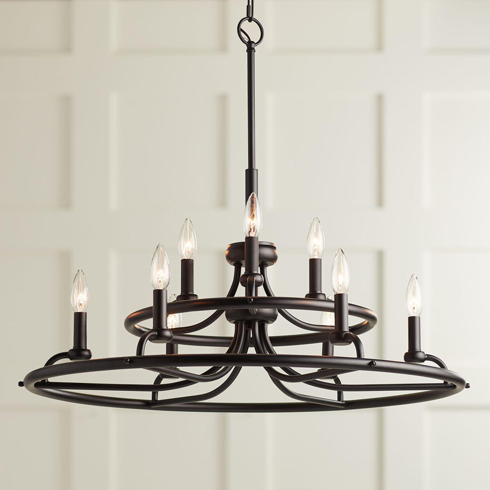 Black Two-Tier Ring Chandelier