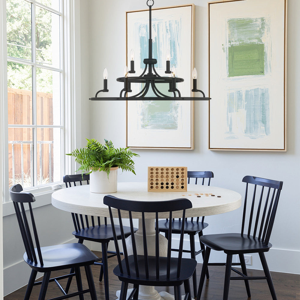 Black Two-Tier Ring Chandelier