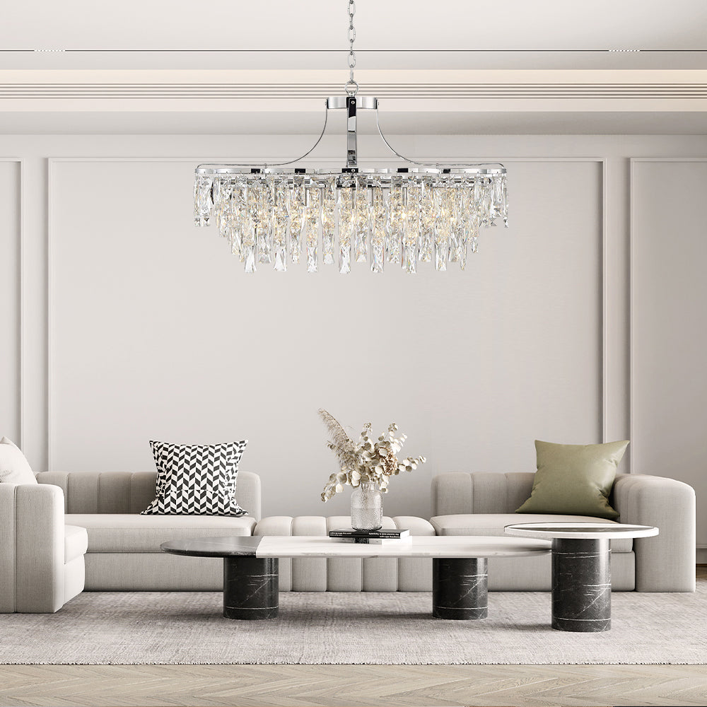 Chrome Crystal Oval Chandelier