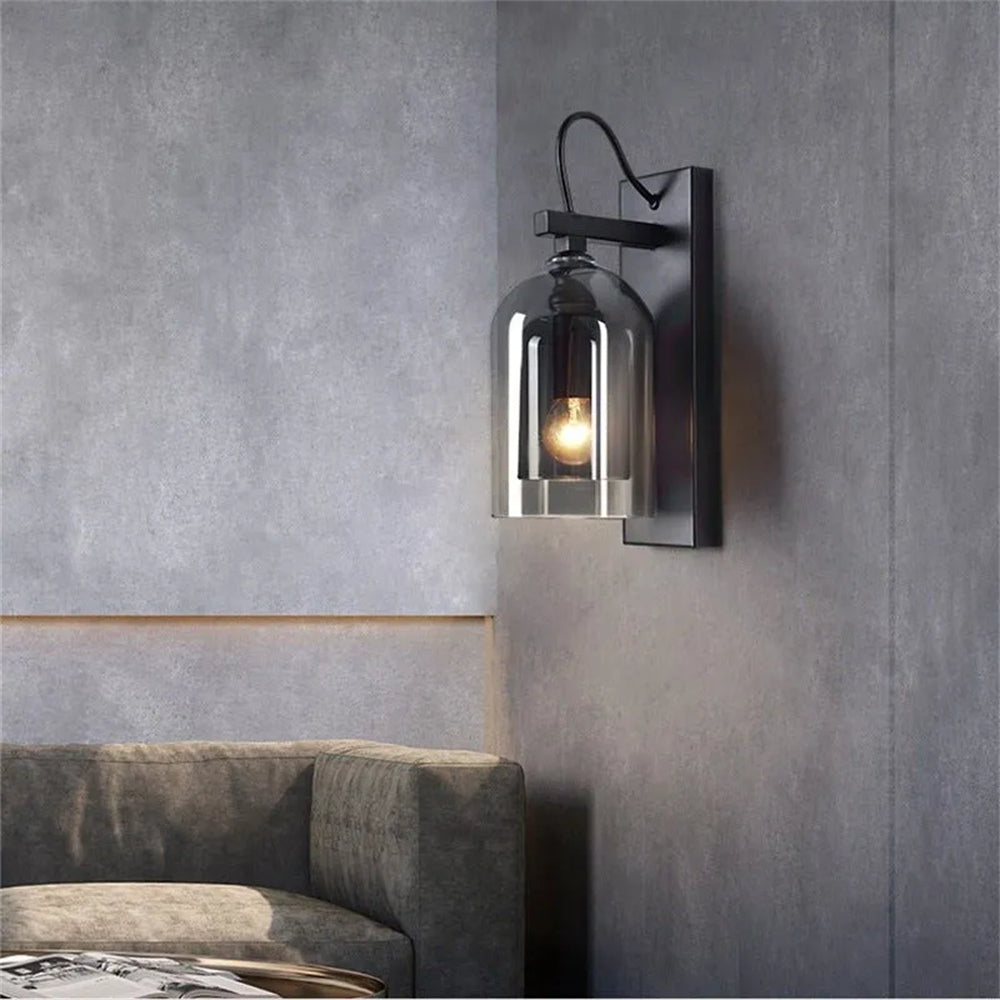 Doubled Smoked Glass Wall Sconce