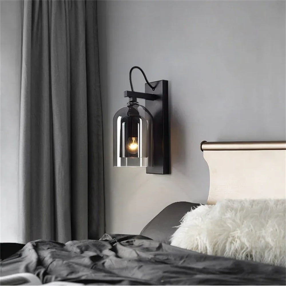 Doubled Smoked Glass Wall Sconce