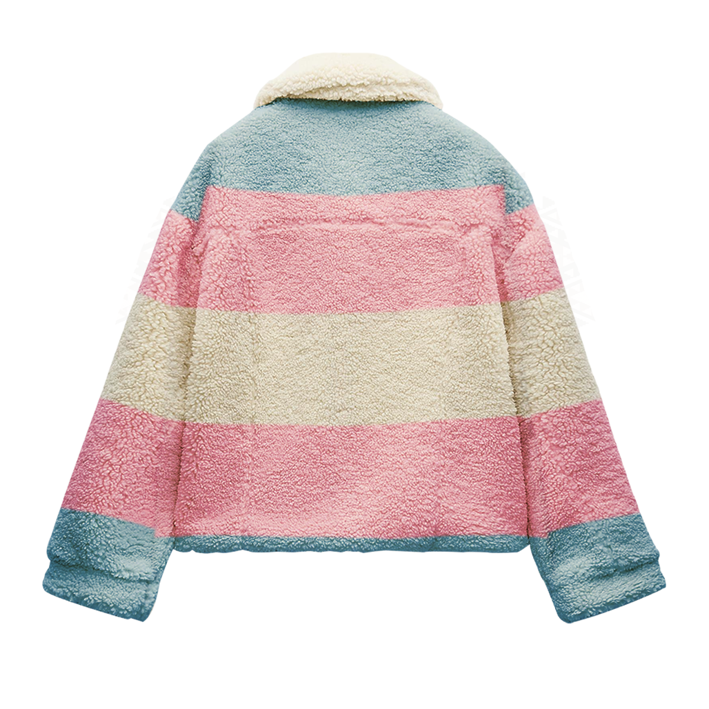 Pastel Plaid Sherpa Lined Jacket - FASHION