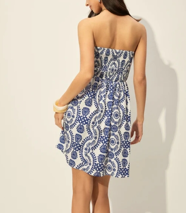 Strapless Floral Print Dress - FASHION