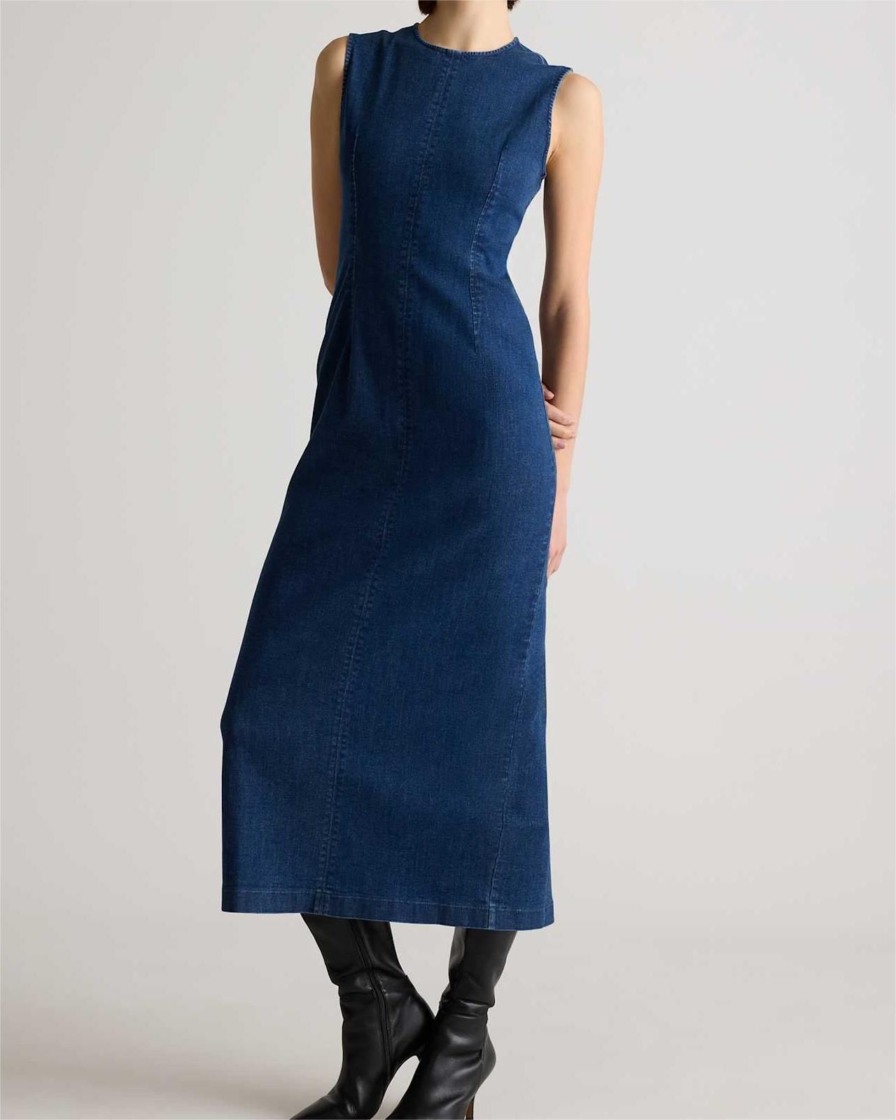 Stretch Denim Maxi Dress - FASHION