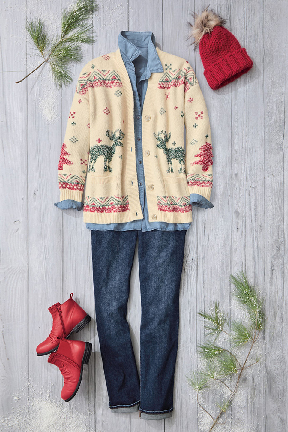 Alpine Moose Cardigan - FASHION