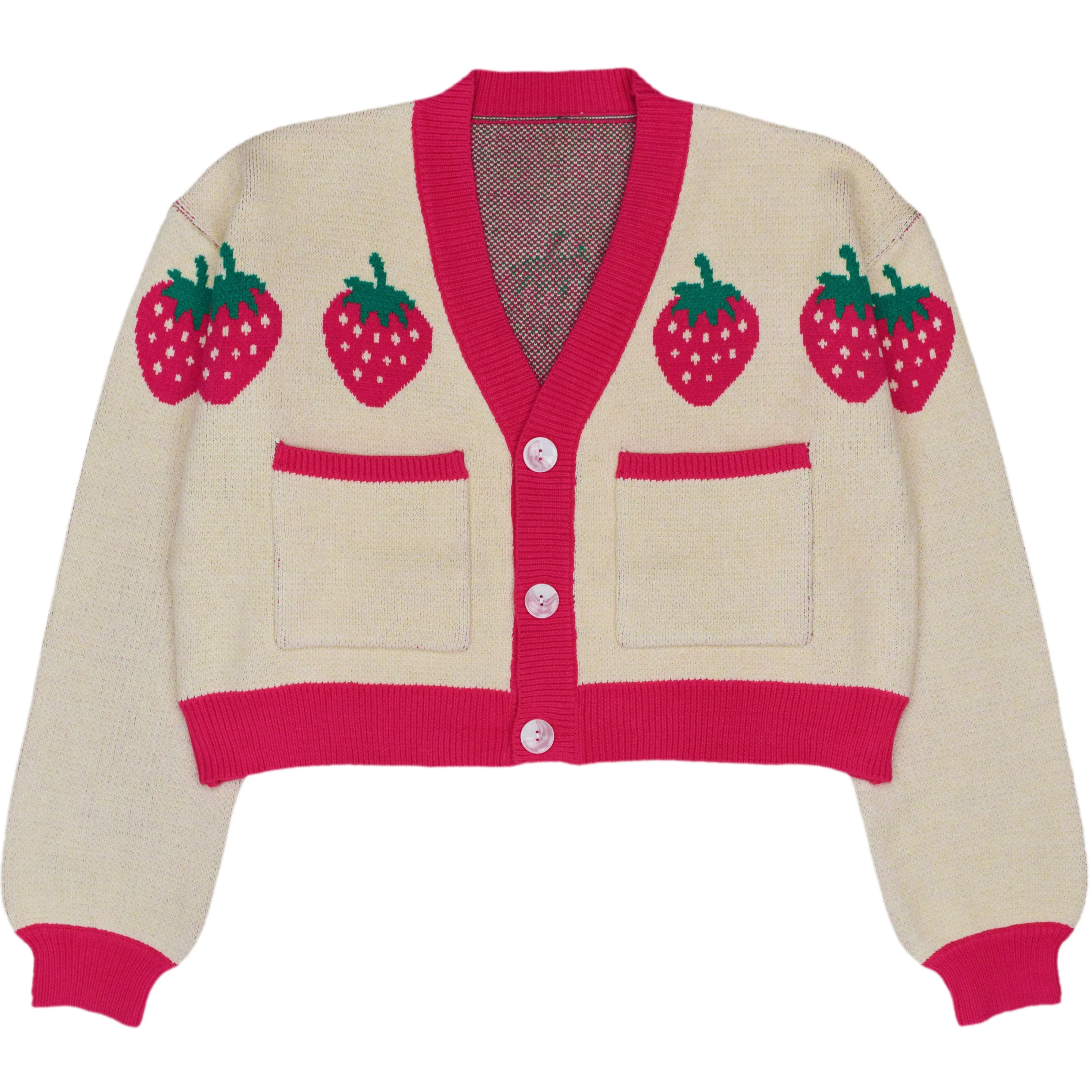 Cropped Strawberry Cardigan - FASHION